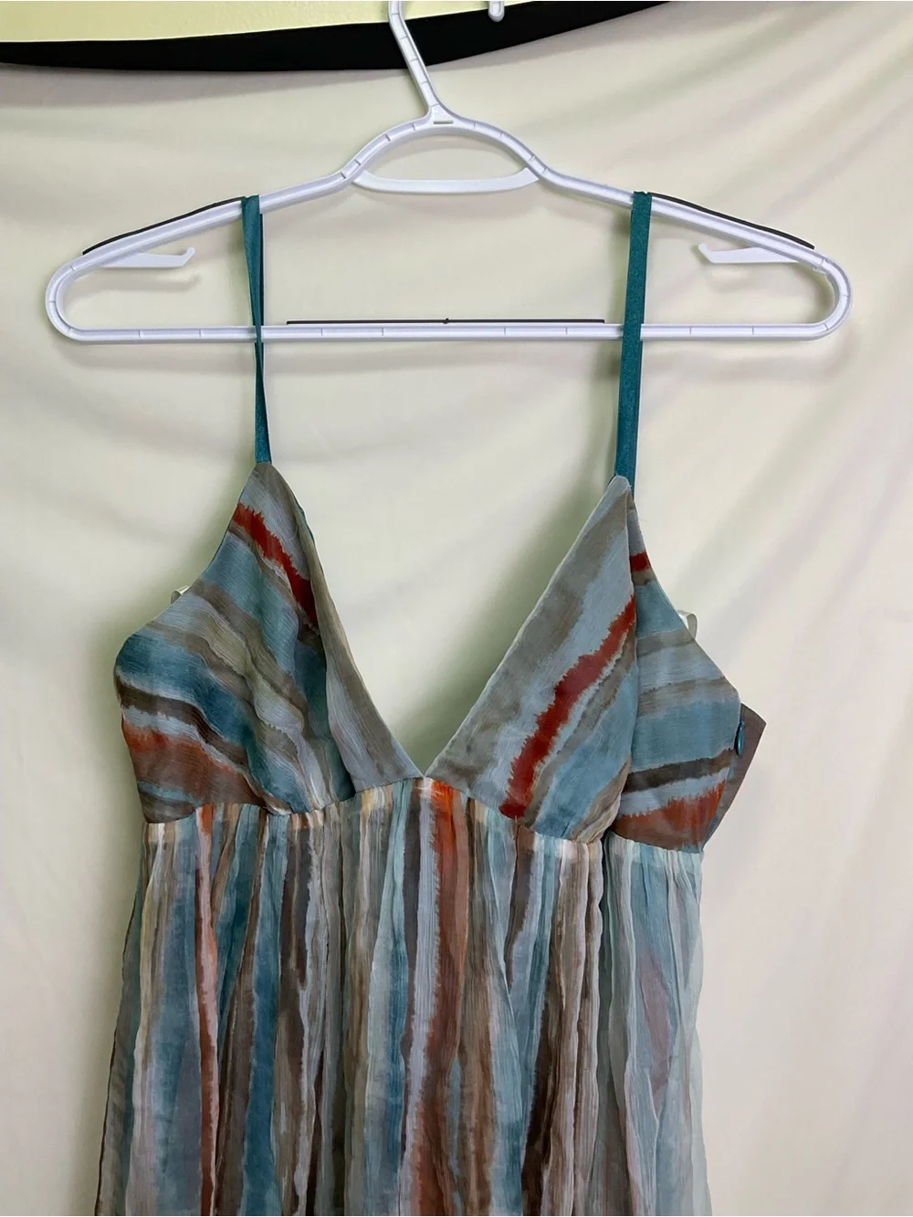 Laundry by Design Striped Spaghetti‑Strap Maxi in Teal, Rust, and Cream